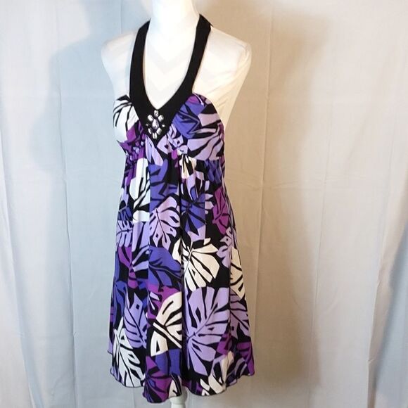 BCX Beaded Hawaiian Mini Halter Dress - Picture 9 of 9